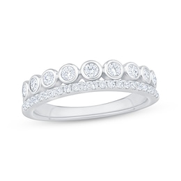 Now + Forever Lab-Grown Diamonds Two-Row Bezel-Set Anniversary Ring 1/2 ct tw 14K White Gold