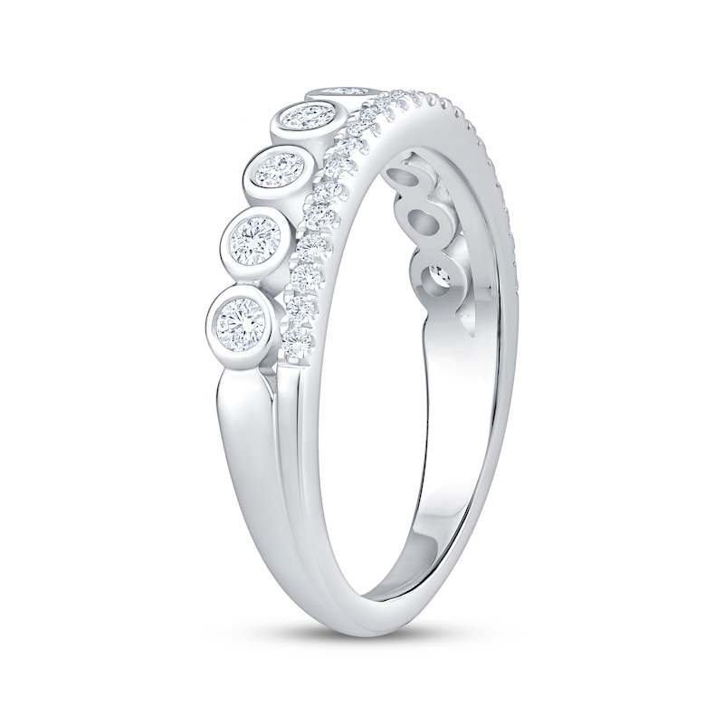Main Image 2 of Now + Forever Lab-Grown Diamonds Two-Row Bezel-Set Anniversary Ring 1/2 ct tw 14K White Gold