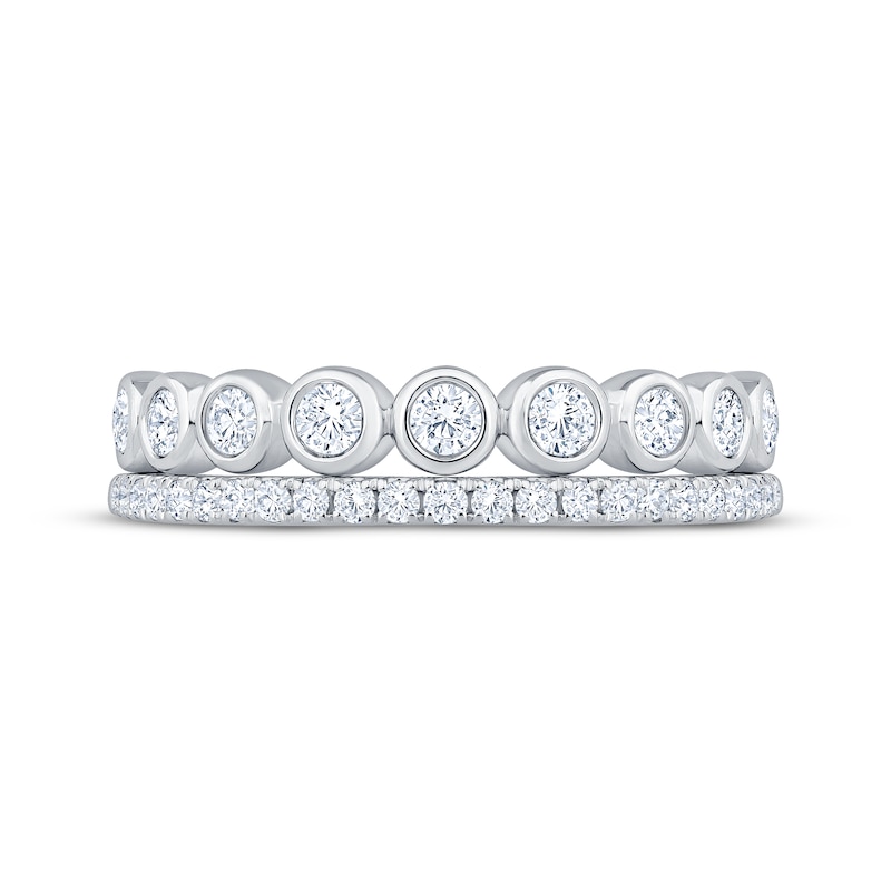 Main Image 3 of Now + Forever Lab-Grown Diamonds Two-Row Bezel-Set Anniversary Ring 1/2 ct tw 14K White Gold