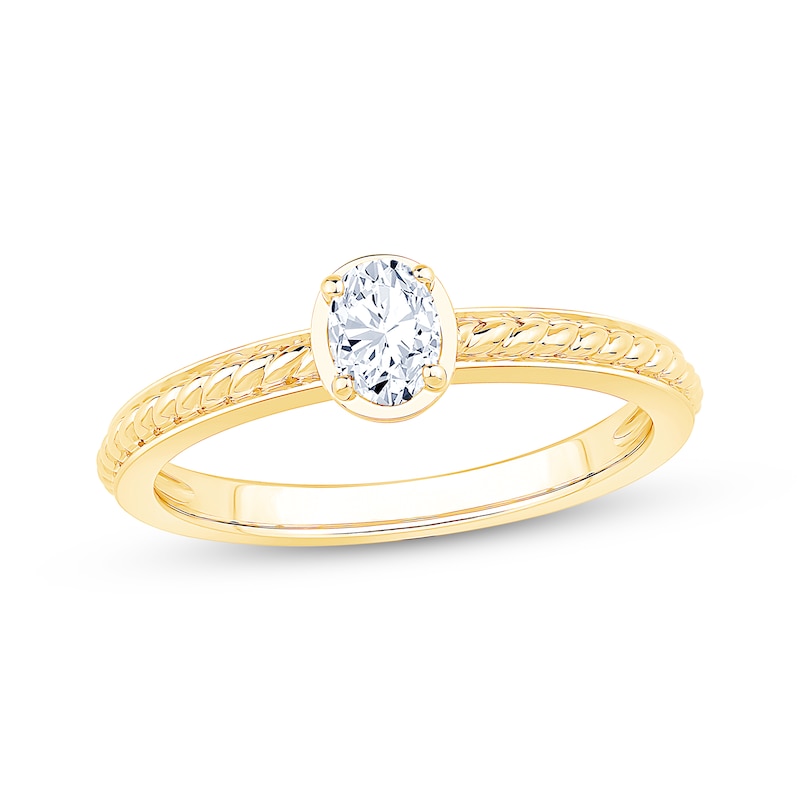 Main Image 1 of Now + Forever Oval-Cut Diamond Solitaire Rope Shank Engagement Ring 1/4 ct tw 14K Yellow Gold (I/I1)