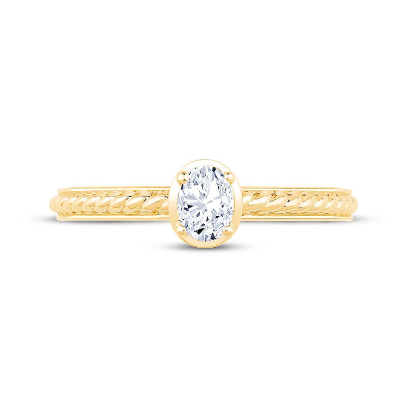 Main Image 3 of Now + Forever Oval-Cut Diamond Solitaire Rope Shank Engagement Ring 1/4 ct tw 14K Yellow Gold (I/I1)