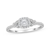 Thumbnail Image 1 of Now + Forever Round-Cut Diamond Cushion Halo Milgrain Engagement Ring 1/3 ct tw 10K White Gold