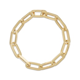 Paperclip Chain Bracelet 7.7mm Hollow 10K Yellow Gold 7.5"