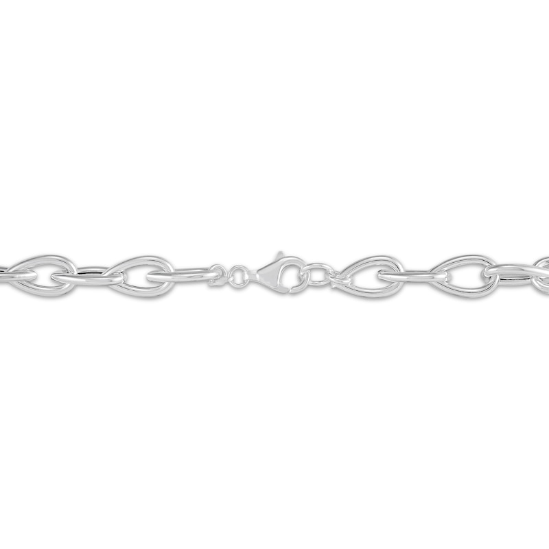 Main Image 3 of Pear-Shaped Link Chain Necklace Hollow Sterling Silver 18"