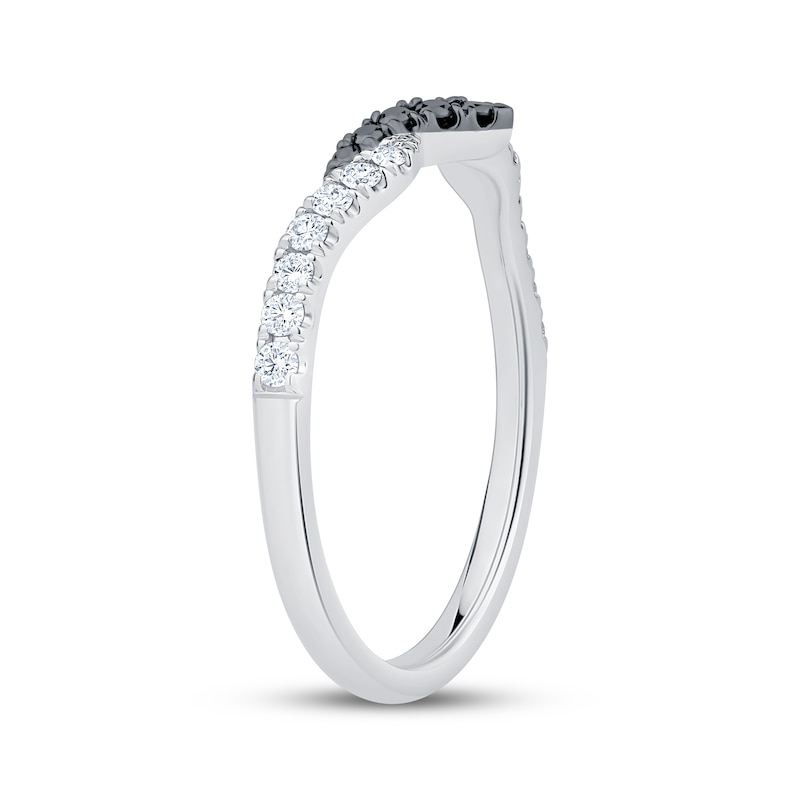 Main Image 2 of Now + Forever Black & White Diamond Chevron Anniversary Ring 1/4 ct tw 14K White Gold