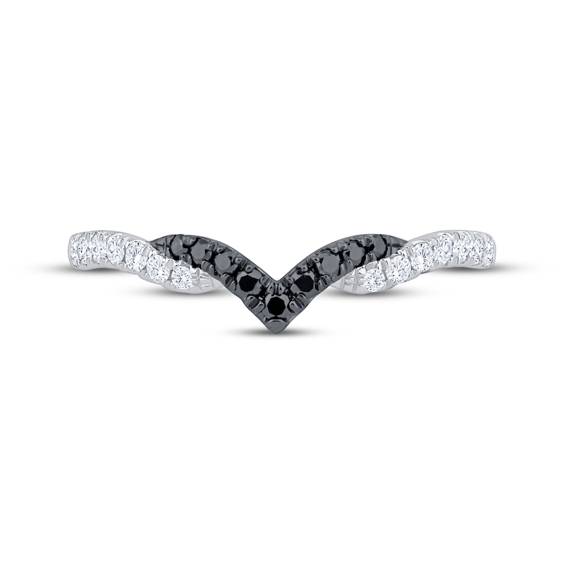 Main Image 3 of Now + Forever Black & White Diamond Chevron Anniversary Ring 1/4 ct tw 14K White Gold