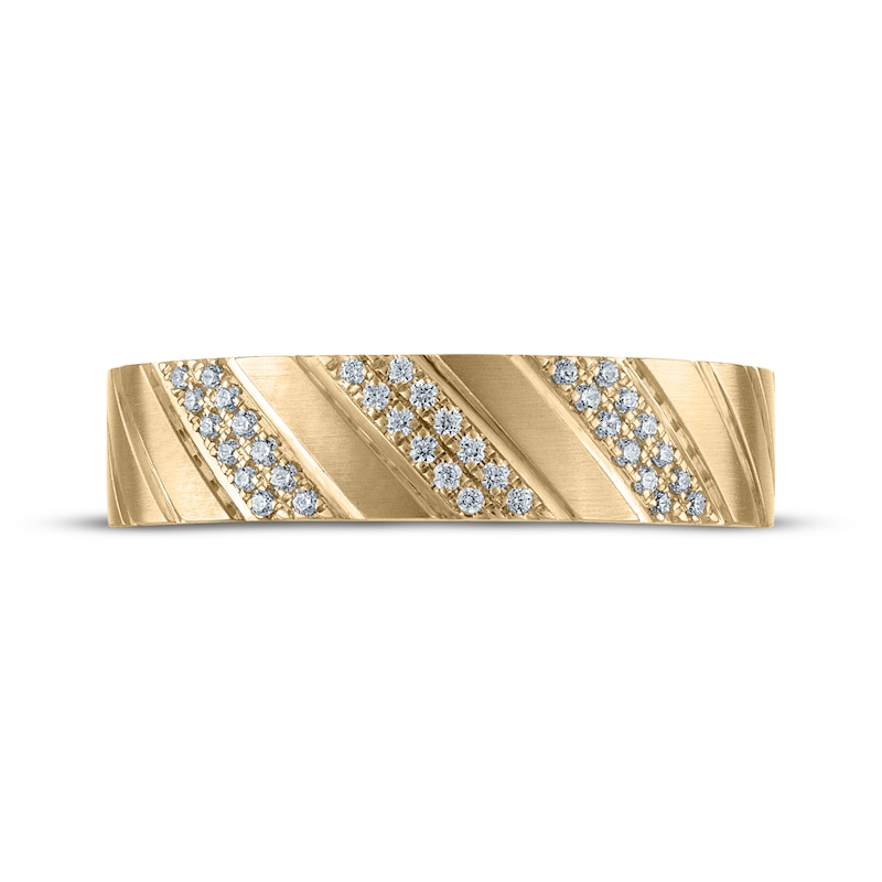 Main Image 3 of Now + Forever Men's Diamond Diagonal Wedding Band 1/6 ct tw 10K Yellow Gold