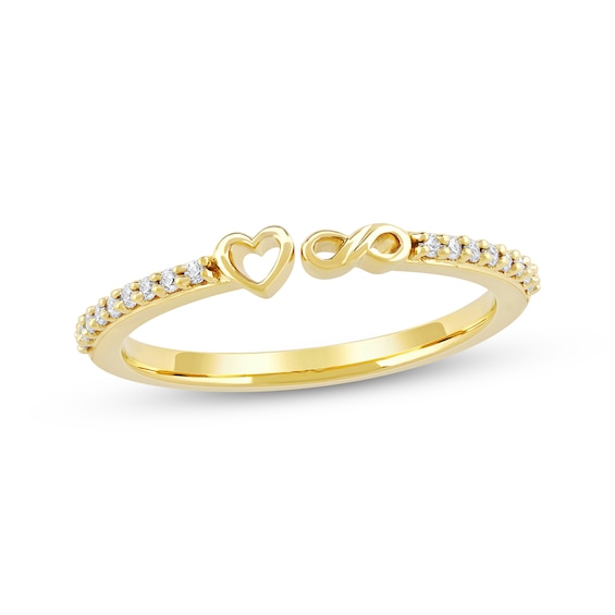 Diamond Heart & Infinity Symbol Open Fashion Ring 1/10 ct tw 10K Gold