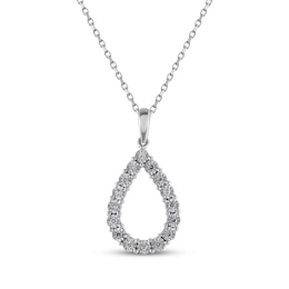 Diamond Teardrop Necklace 1/6 ct tw Sterling Silver 18"