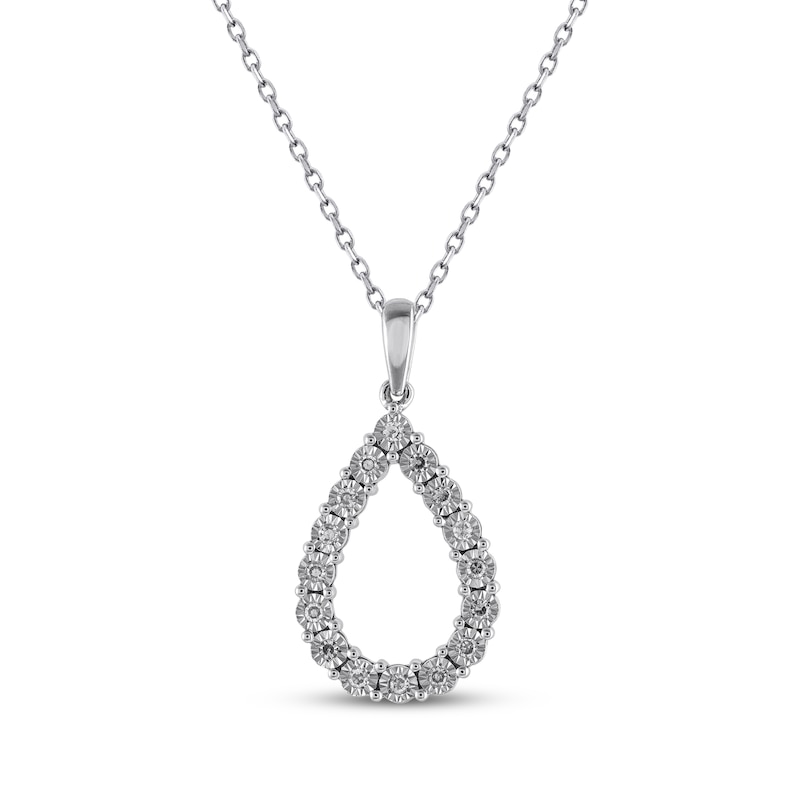 Main Image 1 of Diamond Teardrop Necklace 1/6 ct tw Sterling Silver 18&quot;