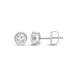 KAY Lab-Grown Diamonds Round-Cut Bezel-Set Solitaire Stud Earrings 1 ct tw 14K White Gold (F/SI2)