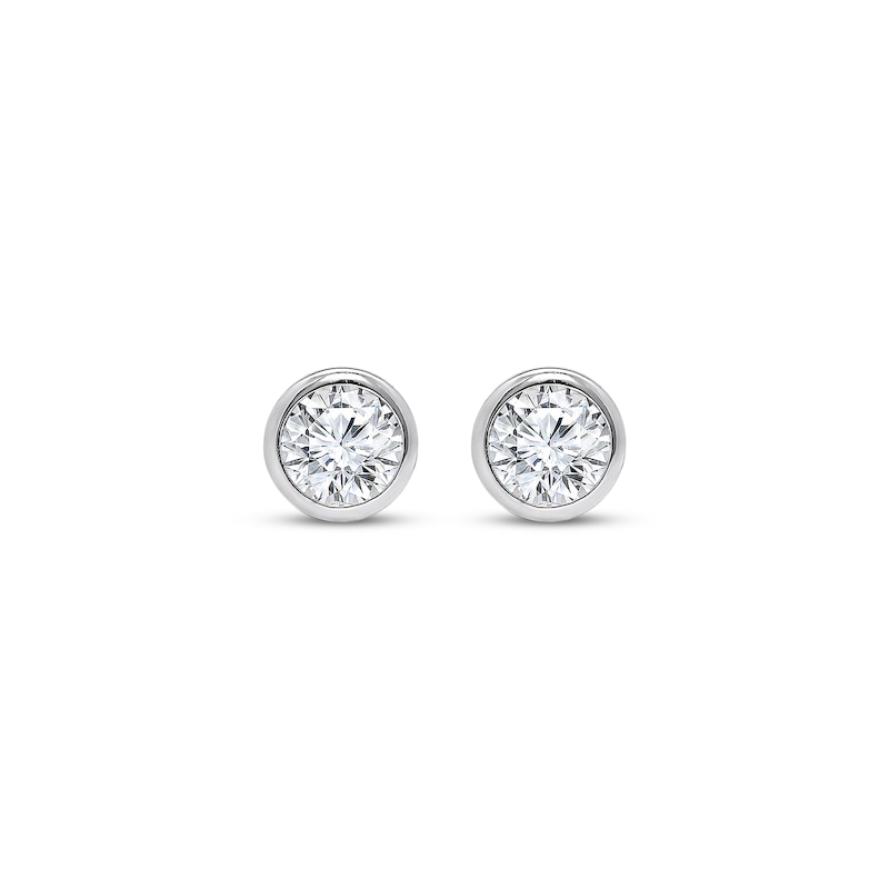 Main Image 2 of KAY Lab-Grown Diamonds Round-Cut Bezel-Set Solitaire Stud Earrings 1 ct tw 14K White Gold (F/SI2)