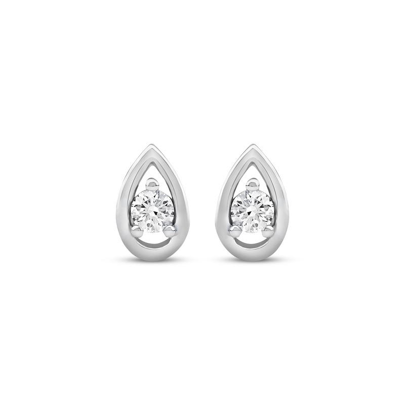Main Image 2 of Diamond Solitaire Teardrop Stud Earrings 1/10 ct tw 10K White Gold (I/I2)