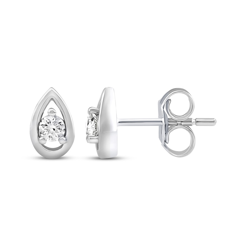 Main Image 3 of Diamond Solitaire Teardrop Stud Earrings 1/10 ct tw 10K White Gold (I/I2)