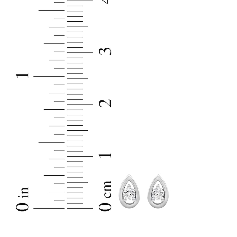 Main Image 5 of Diamond Solitaire Teardrop Stud Earrings 1/10 ct tw 10K White Gold (I/I2)