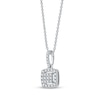 Thumbnail Image 2 of Multi-Diamond Pavé Cushion-Shaped Halo Necklace 1/8 ct tw 10K White Gold 18"
