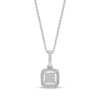 Thumbnail Image 3 of Multi-Diamond Pavé Cushion-Shaped Halo Necklace 1/8 ct tw 10K White Gold 18"