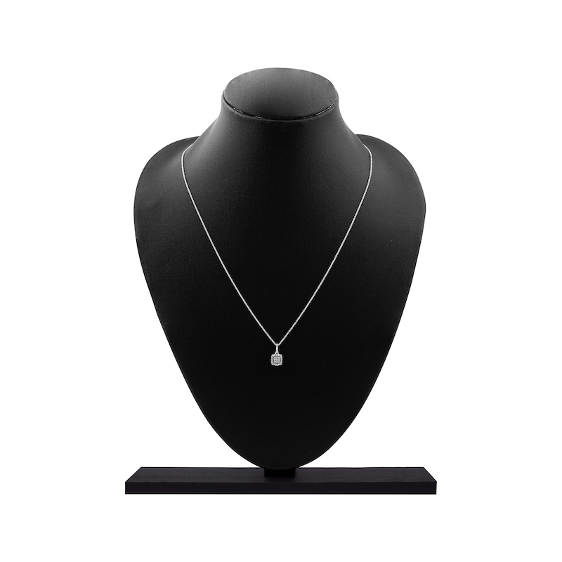 Main Image 6 of Multi-Diamond Pavé Cushion-Shaped Halo Necklace 1/8 ct tw 10K White Gold 18"