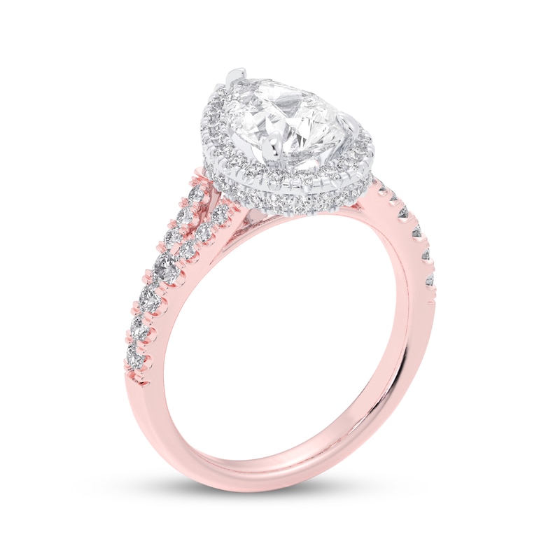 Main Image 2 of Now + Forever Lab-Grown Diamonds Pear-Shaped Halo Engagement Ring 2-1/4 ct tw 14K Two-Tone Gold