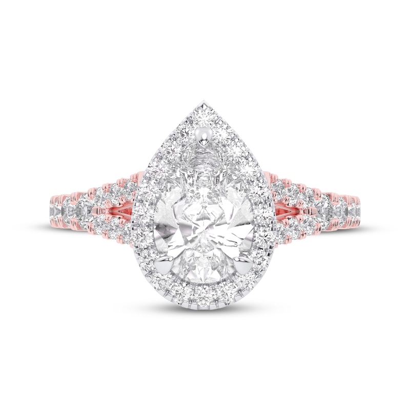 Main Image 3 of Now + Forever Lab-Grown Diamonds Pear-Shaped Halo Engagement Ring 2-1/4 ct tw 14K Two-Tone Gold