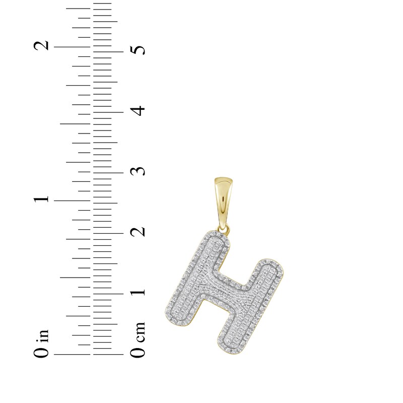 Main Image 3 of Diamond Puff Letter H Initial Charm 1/3 ct tw 10K Yellow Gold