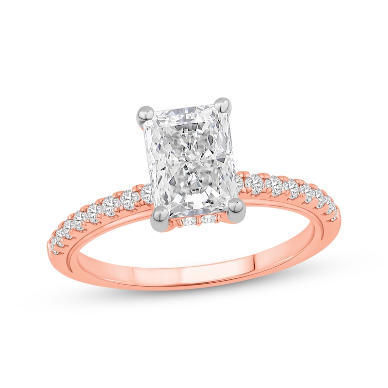 Main Image 1 of Now + Forever Lab-Grown Diamonds Radiant-Cut Engagement Ring 1-7/8 ct tw 14K Rose Gold