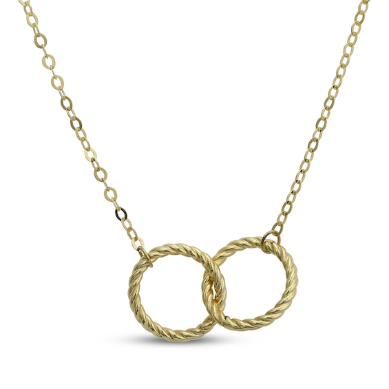 Reaura Interlocking Twist Circles Necklace Repurposed 14K Yellow Gold 18"