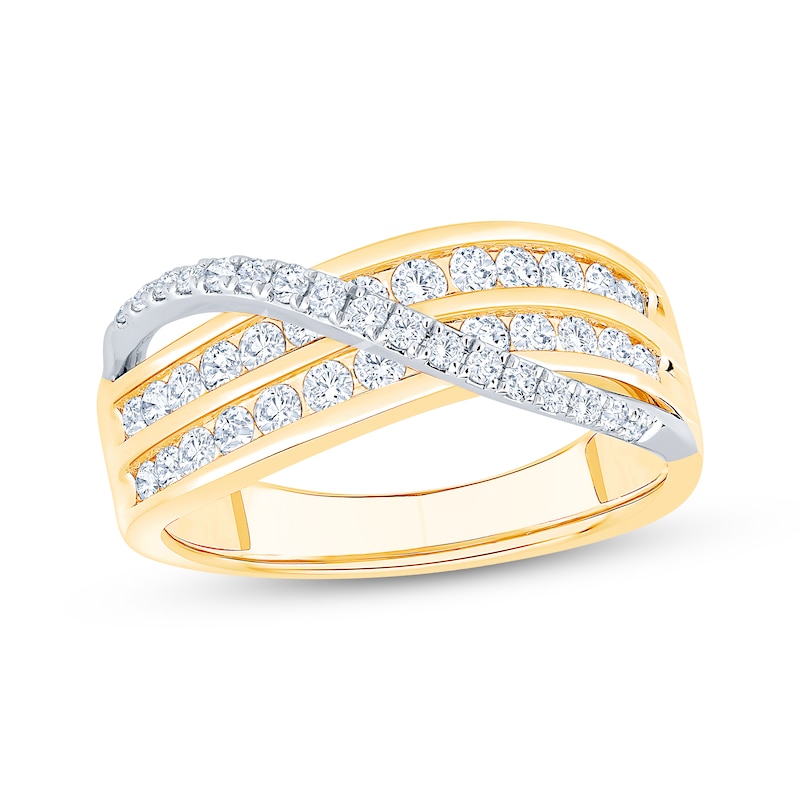 Main Image 1 of Now + Forever Diamond Crossover Anniversary Ring 3/4 ct tw 14K Two-Tone Gold