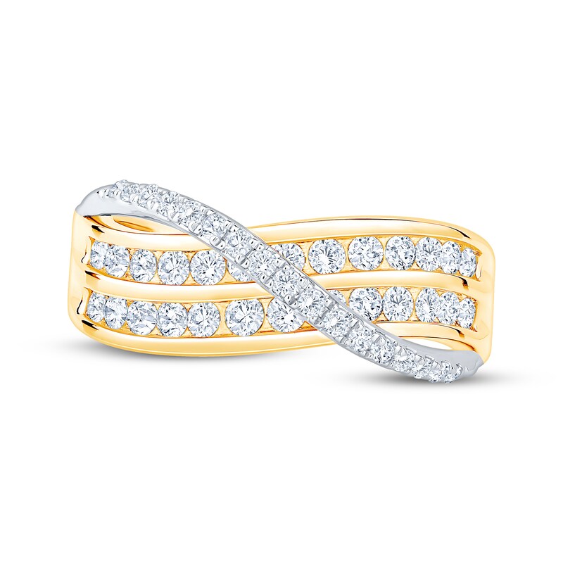 Main Image 3 of Now + Forever Diamond Crossover Anniversary Ring 3/4 ct tw 14K Two-Tone Gold
