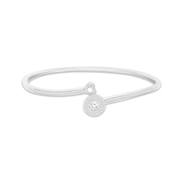 Unstoppable Love Diamond Halo & Heart Bypass Flex Bangle 1/2 ct tw 10K White Gold
