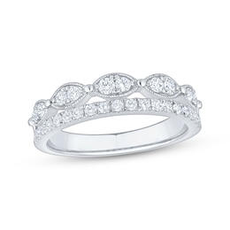 Now + Forever Diamond Two-Row Anniversary Ring 1/2 ct tw 14K White Gold