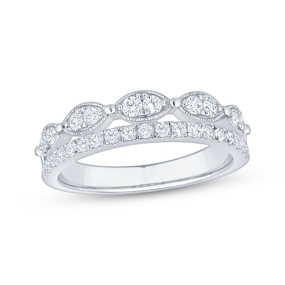 Now + Forever Diamond Two-Row Anniversary Ring 1/2 ct tw 14K White Gold