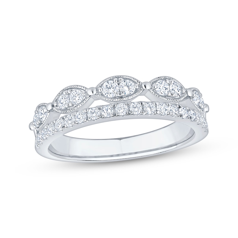 Main Image 1 of Now + Forever Diamond Two-Row Anniversary Ring 1/2 ct tw 14K White Gold