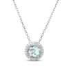 Thumbnail Image 1 of Aquamarine & Diamond Halo Necklace 1/10 ct tw 10K White Gold 18&quot;