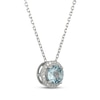 Thumbnail Image 2 of Aquamarine & Diamond Halo Necklace 1/10 ct tw 10K White Gold 18&quot;