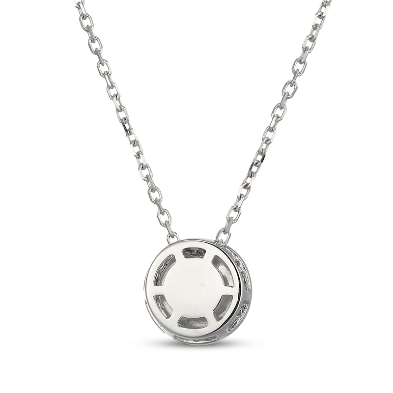 Main Image 3 of Aquamarine & Diamond Halo Necklace 1/10 ct tw 10K White Gold 18&quot;