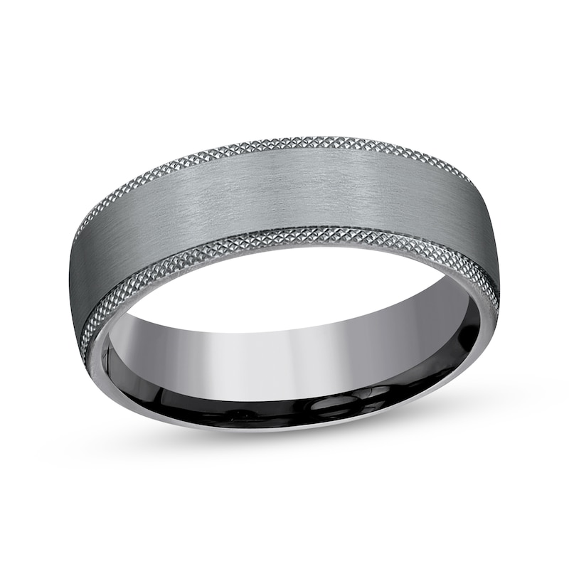 Main Image 1 of Now + Forever Men's Knurled-Edge Satin Wedding Band Tantalum 6.5mm