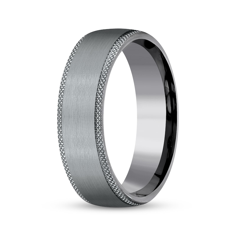 Main Image 2 of Now + Forever Men's Knurled-Edge Satin Wedding Band Tantalum 6.5mm