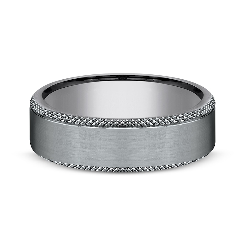 Main Image 3 of Now + Forever Men's Knurled-Edge Satin Wedding Band Tantalum 6.5mm