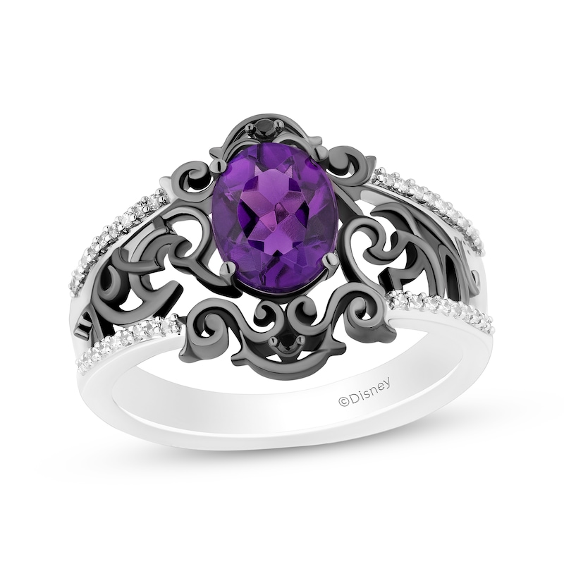 Main Image 1 of Disney Treasures The Nightmare Before Christmas Oval-Cut Amethyst & Diamond Ring 1/10 ct tw Sterling Silver