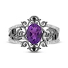 Thumbnail Image 4 of Disney Treasures The Nightmare Before Christmas Oval-Cut Amethyst & Diamond Ring 1/10 ct tw Sterling Silver
