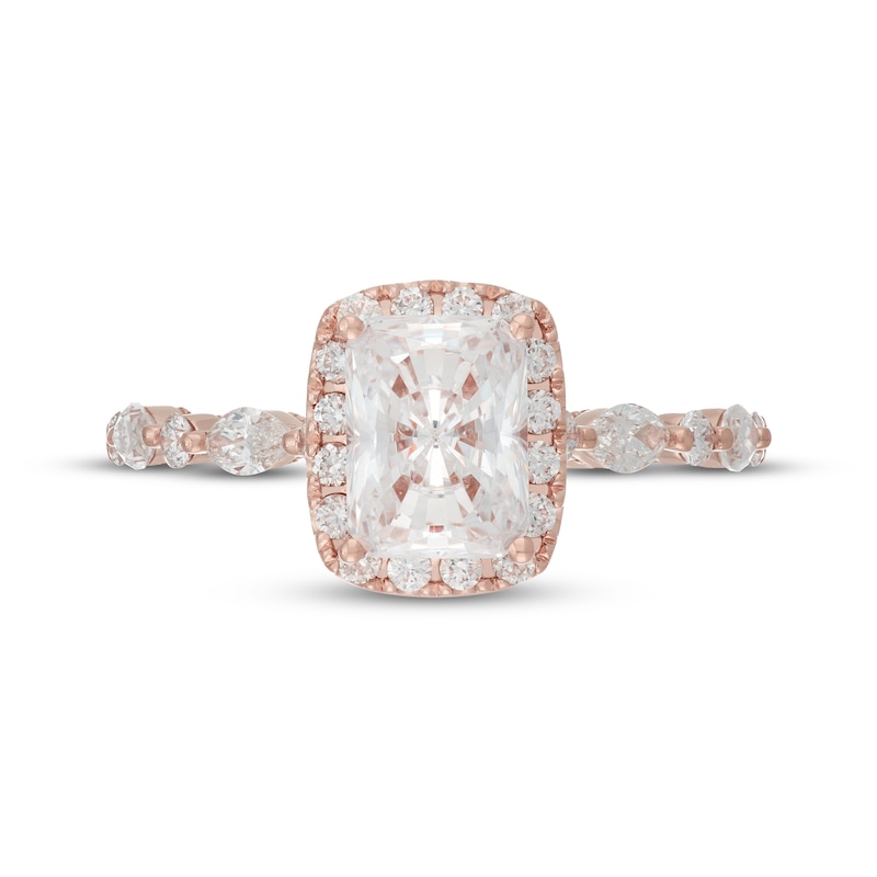 Main Image 3 of Neil Lane Artistry Radiant-Cut Lab-Grown Diamond Halo Engagement Ring 1-3/4 ct tw 14K Rose Gold