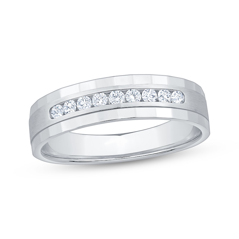 Main Image 1 of Now + Forever Men's Diamond Nine-Stone Wedding Band 1/4 ct tw 10K White Gold