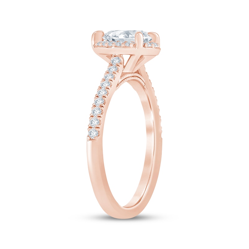 Main Image 2 of Now + Forever Pear-Shaped Lab-Grown Diamond Halo Engagement Ring 3/4 ct tw 14K Rose Gold