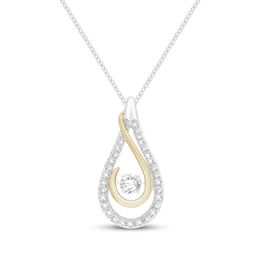 Unstoppable Love Diamond Swirl Teardrop Necklace 3/8 ct tw 10K Two-Tone Gold 19"