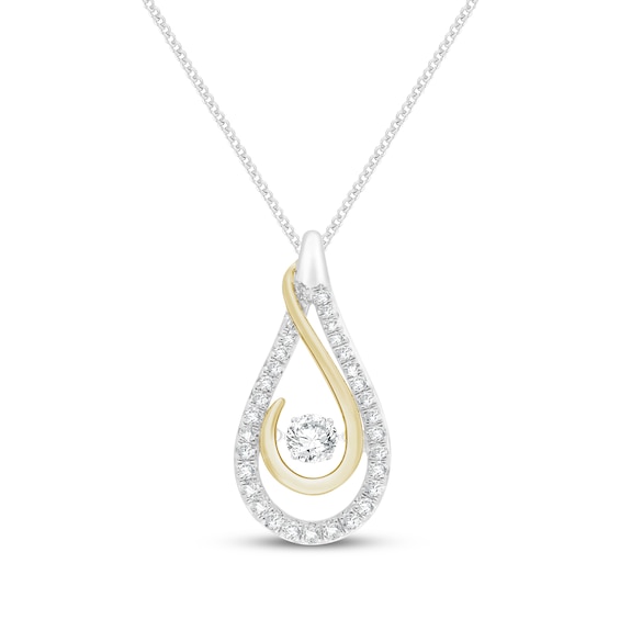 Unstoppable Love Diamond Swirl Teardrop Necklace 3/8 ct tw 10K Two-Tone Gold 19"