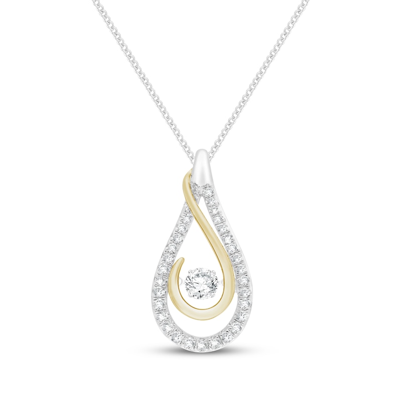 Main Image 1 of Unstoppable Love Diamond Swirl Teardrop Necklace 3/8 ct tw 10K Two-Tone Gold 19&quot;