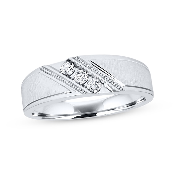 Men's Diamond Wedding Band 1/5 ct tw 10K White Gold