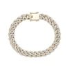 Thumbnail Image 1 of Men's 9mm Pavé-Set Diamond Curb Chain Bracelet 1 ct tw Hollow 10K Yellow Gold 8.25"