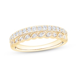 Now + Forever Diamond Scalloped Two-Row Anniversary Ring 3/8 ct tw 10K Yellow Gold